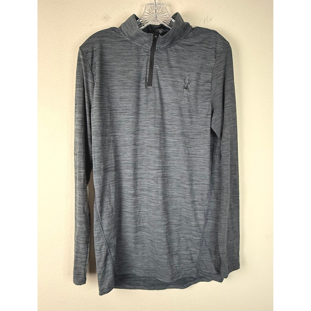 Spyder Pullover Mens Large Grey Active ProWeb Quarter Zip Space Dye Performance